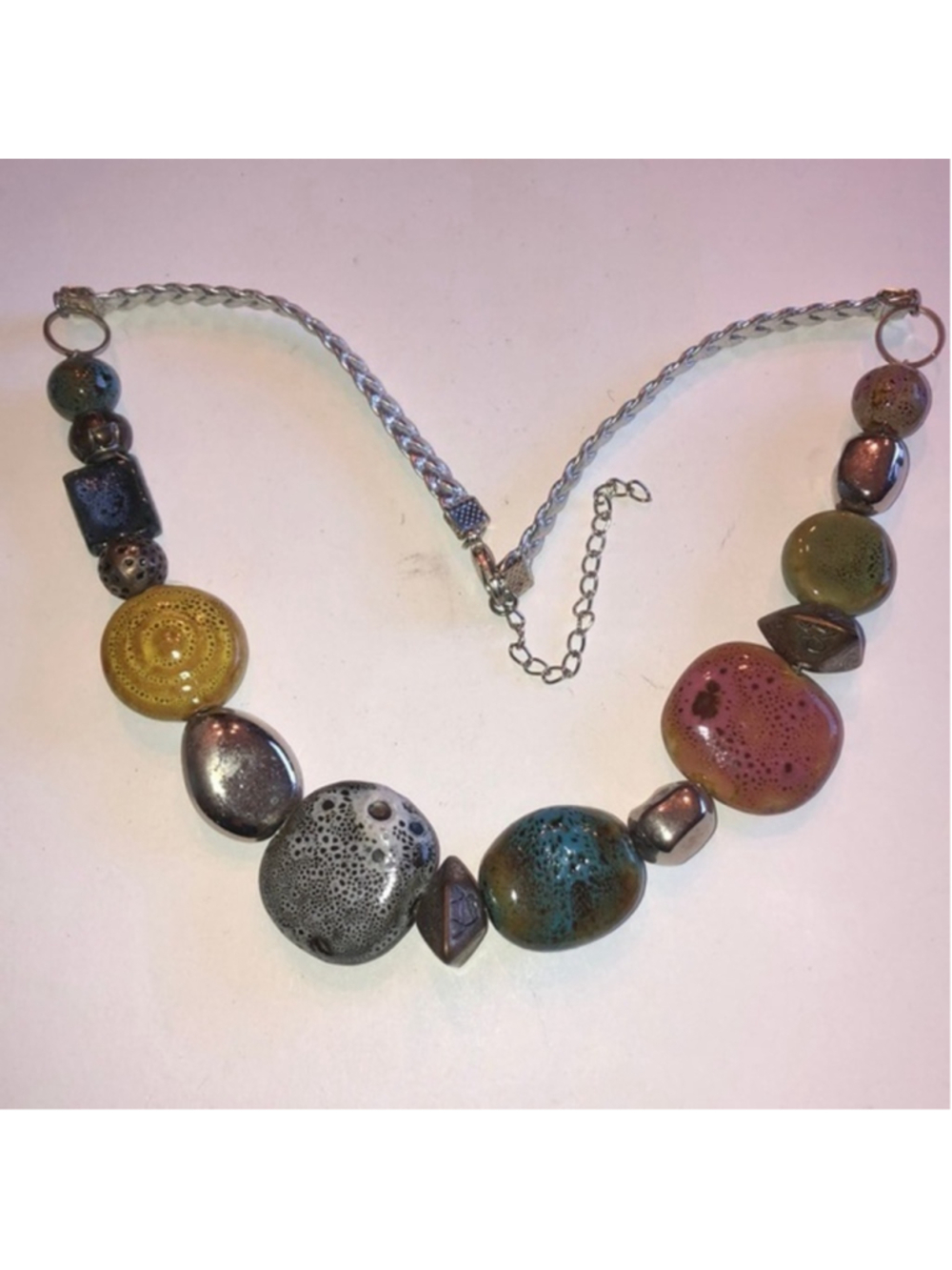Boho Chunky Stones Beads Beaded Neutral Tone Necklace